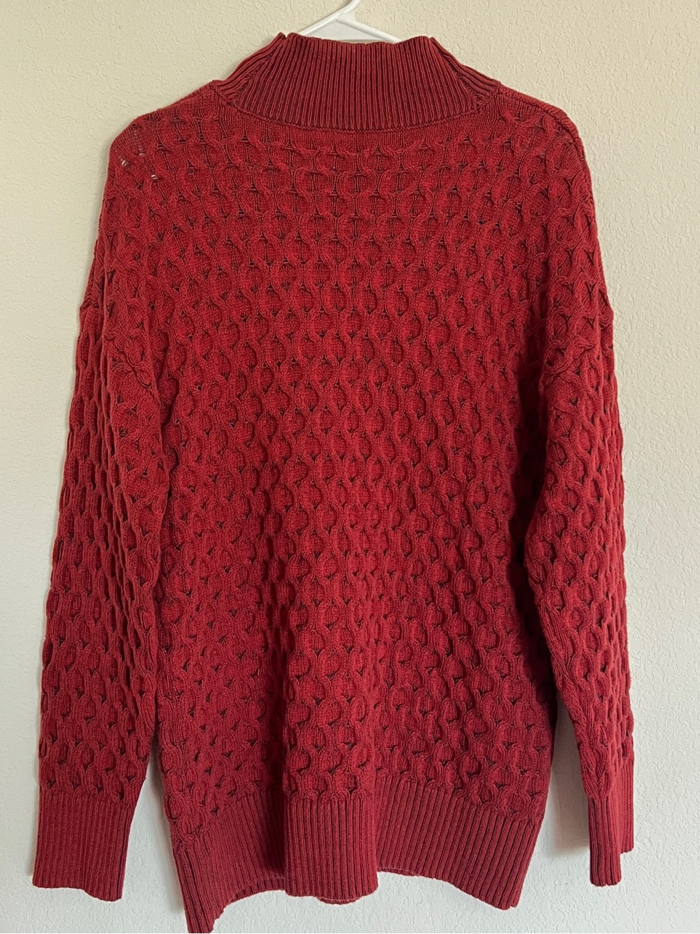 Knox Rose Red Mock Neck Cable Knit Long Sweater Ladies Medium